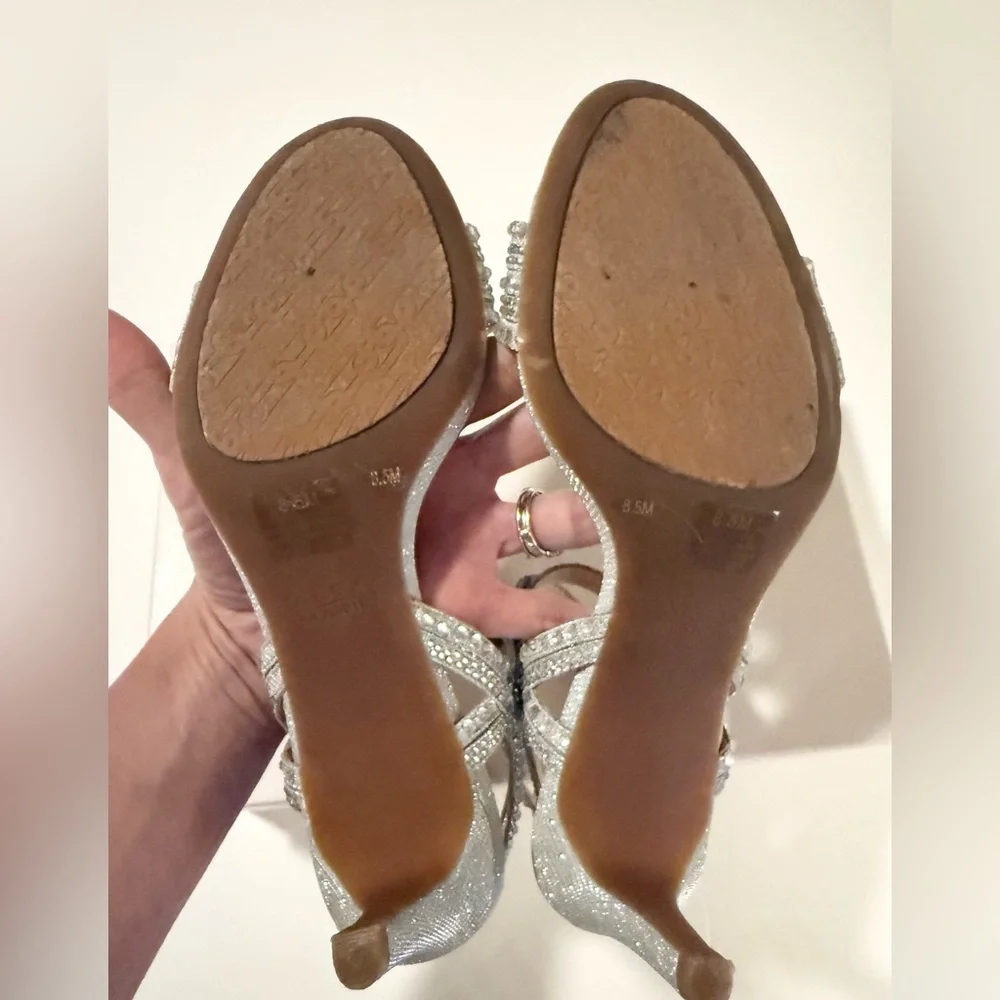 Alex Marie Glittering Silver Strappy Heels - Size 8.5
